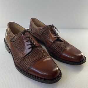Johnston & Murphy Men’s Size 7 Ellsworth Cap Toe Woven Leather Dress Shoes Italy